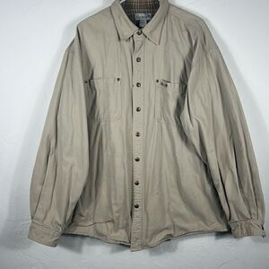 🔥🔥 Vintage CARHARTT Denim Blanket Lined Full Snap Jacket -‎ Beige - XLT - EUC